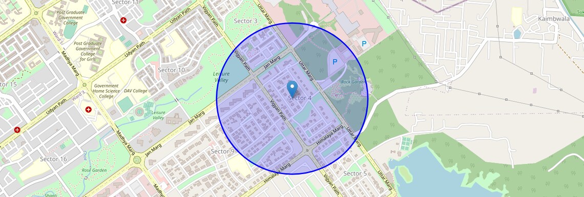 Location Map of Sector 4, Chandigarh