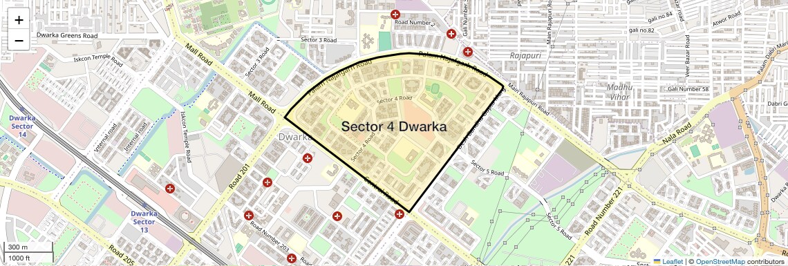 Location Map of Sector 4 Dwarka, Delhi