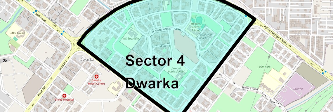 Location Map of Sector 4 Dwarka, Delhi