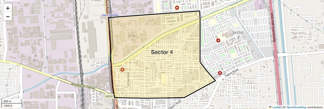 Location Map of Sector 4, Faridabad