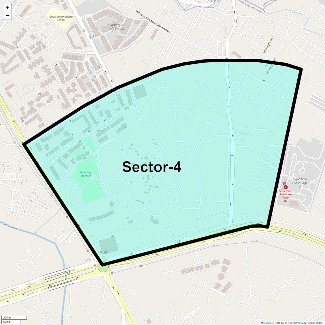 Location Map of Sector 4, Greater Noida