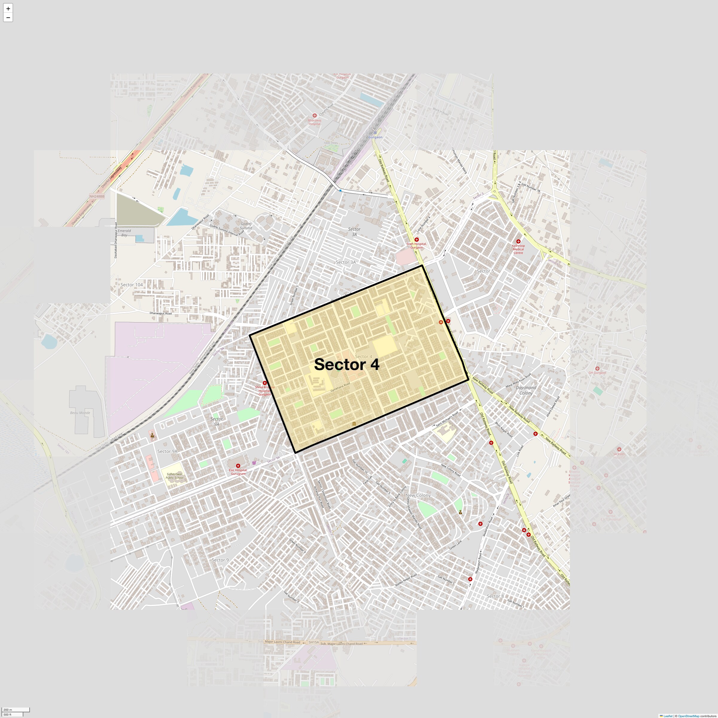 Location Map of Sector 4, Gurgaon