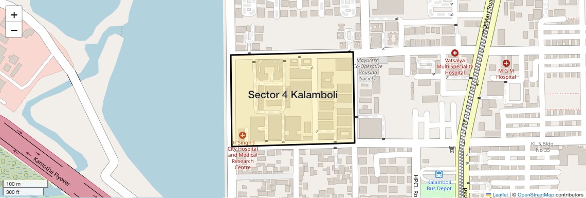 Location Map of Sector 4 Kalamboli, Navi Mumbai