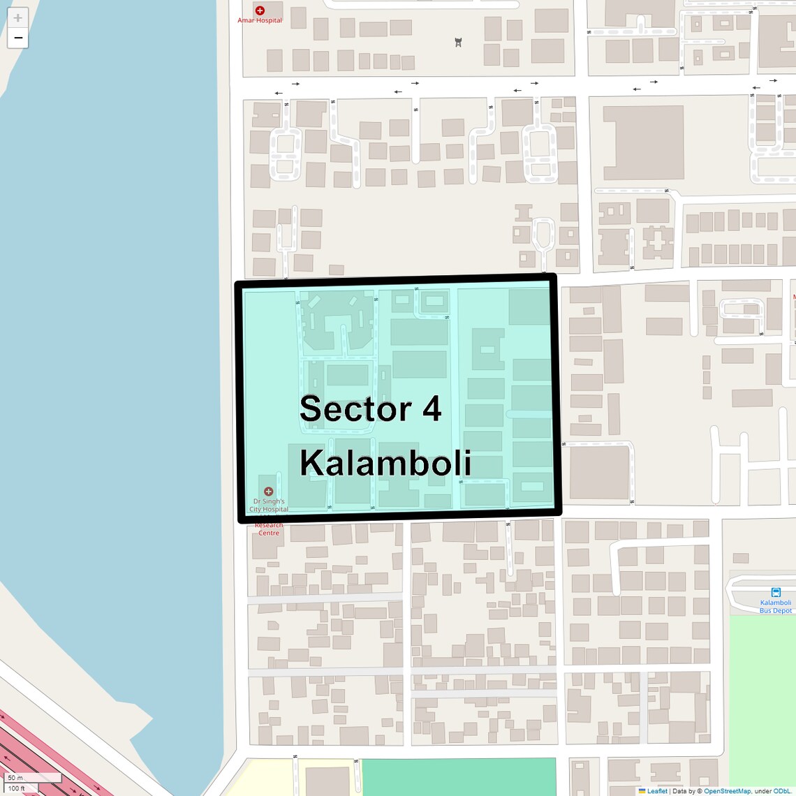Location Map of Sector 4 Kalamboli, Navi Mumbai