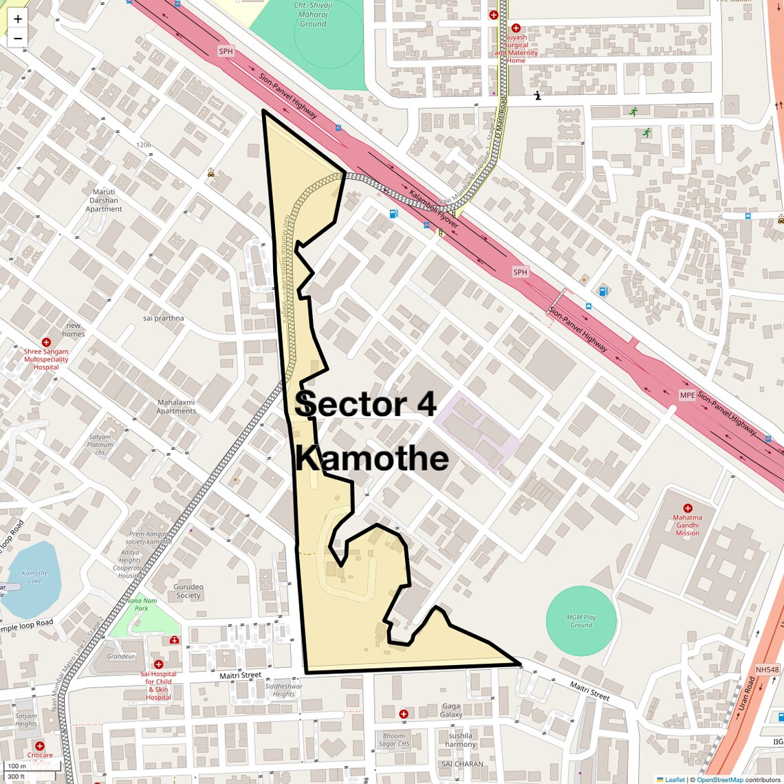 Location Map of Sector 4 Kamothe, Navi Mumbai