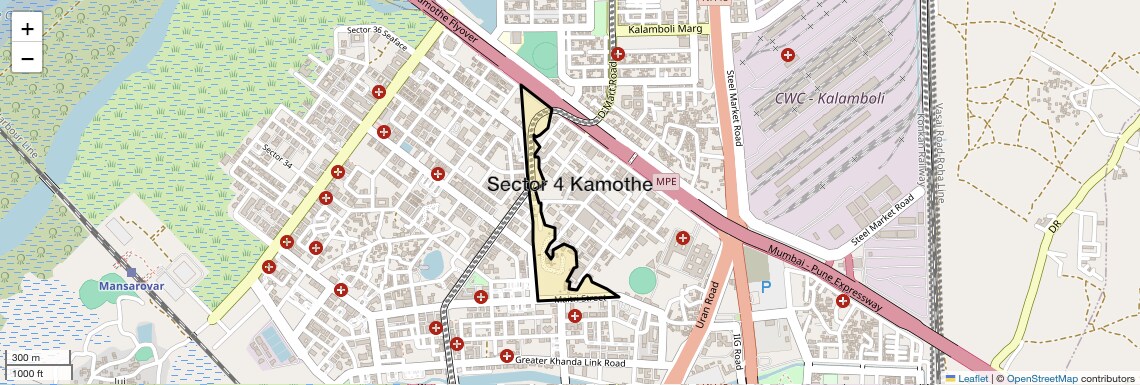 Location Map of Sector 4 Kamothe, Navi Mumbai