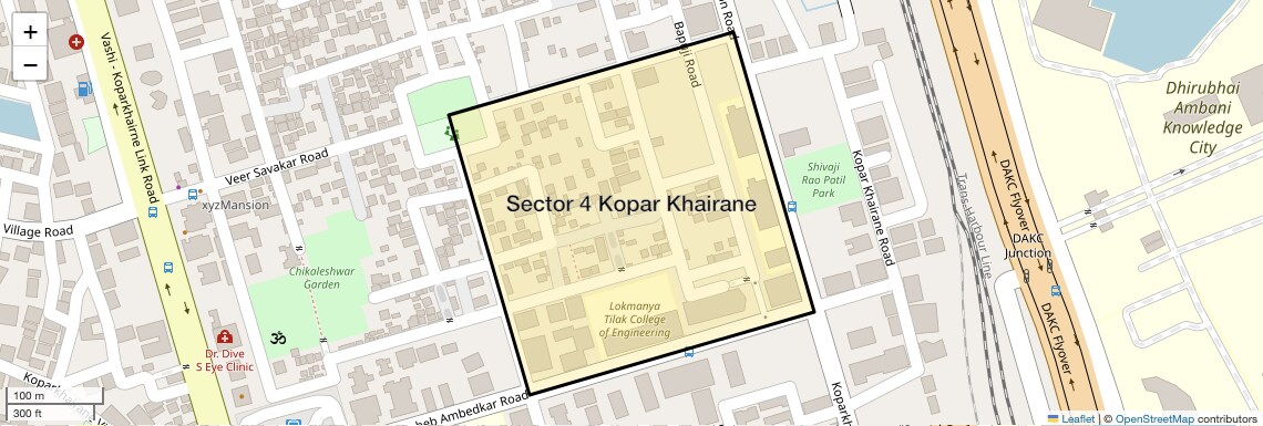 Location Map of Sector 4 Kopar Khairane, Navi Mumbai