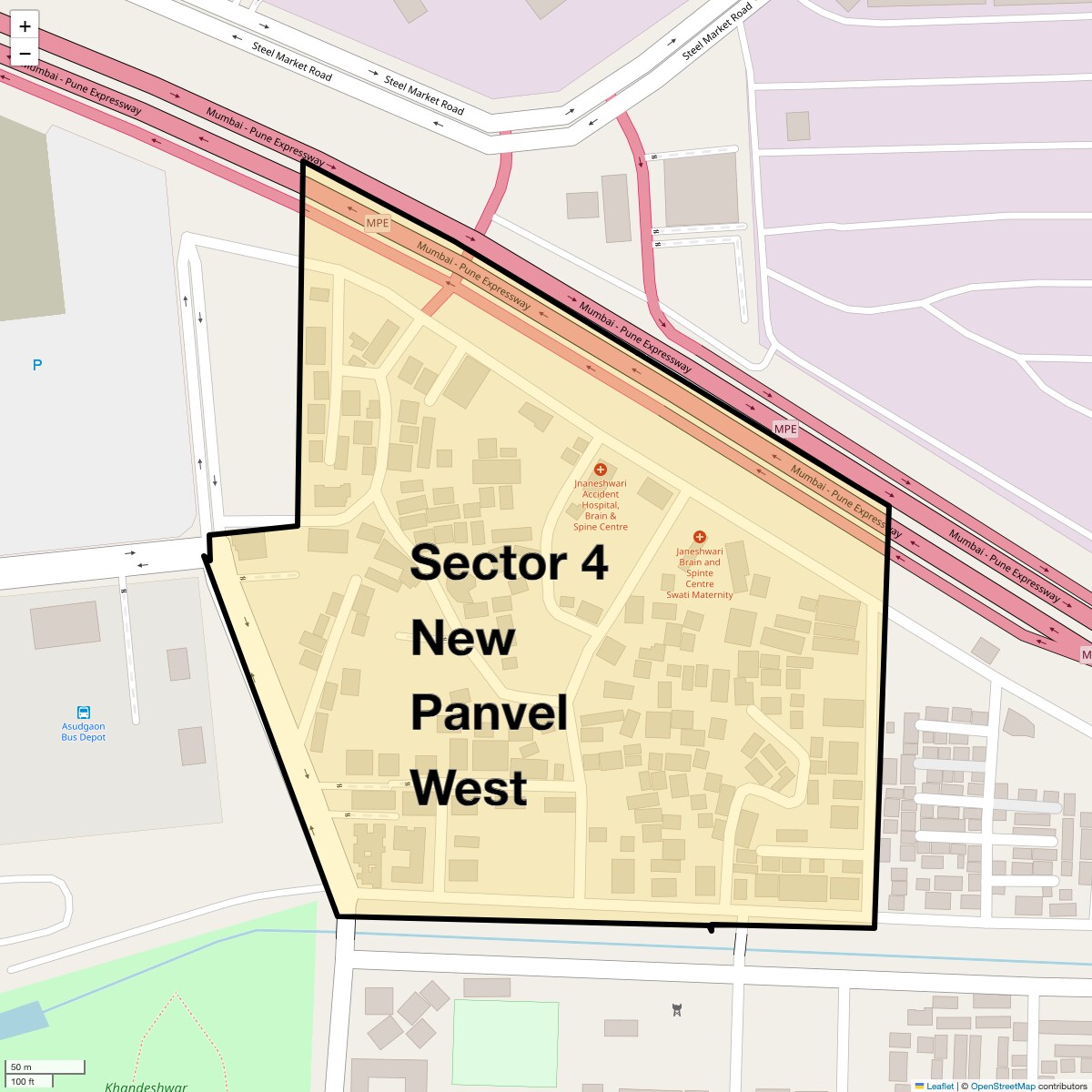 Location Map of Sector 4 New Panvel West, Navi Mumbai