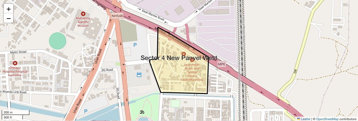 Location Map of Sector 4 New Panvel West, Navi Mumbai