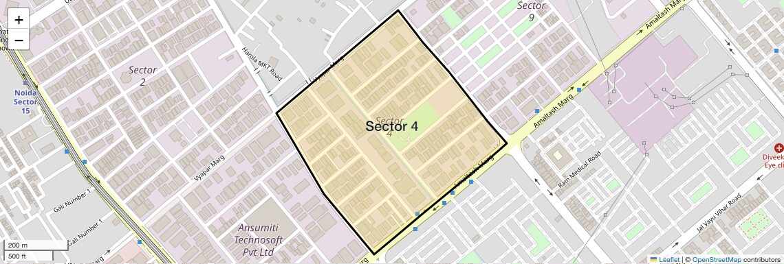 Location Map of Sector 4, Noida