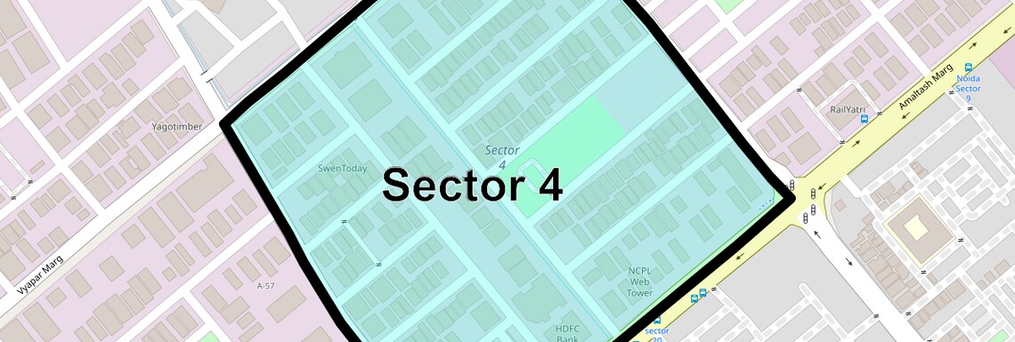 Location Map of Sector 4, Noida