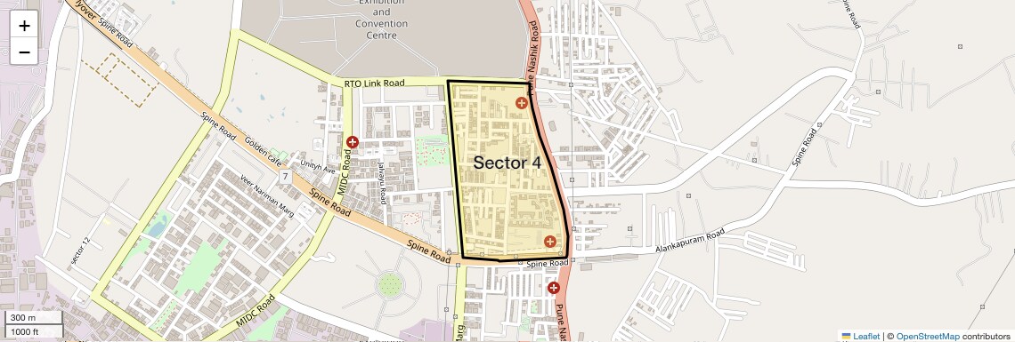 Location Map of Sector 4, Pune