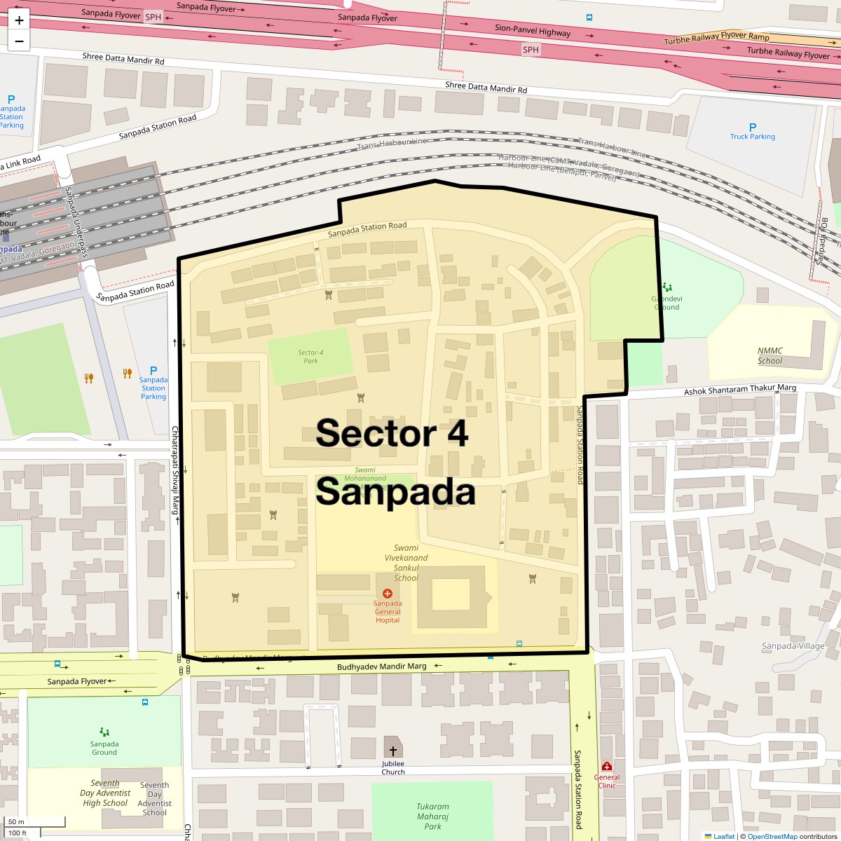Location Map of Sector 4 Sanpada, Navi Mumbai