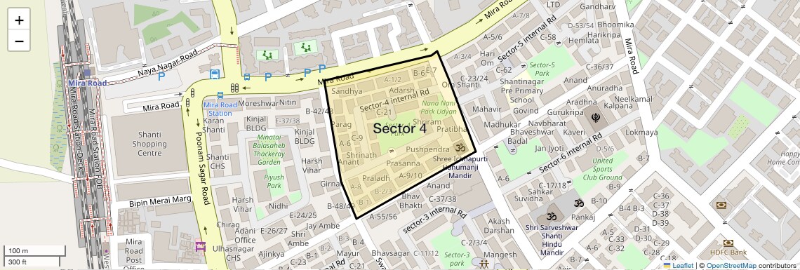 Location Map of Sector 4, Thane