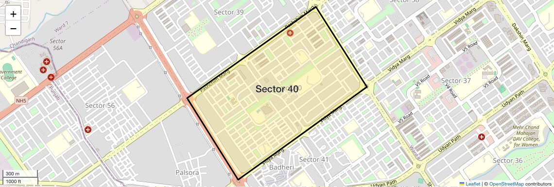 Location Map of Sector 40, Chandigarh