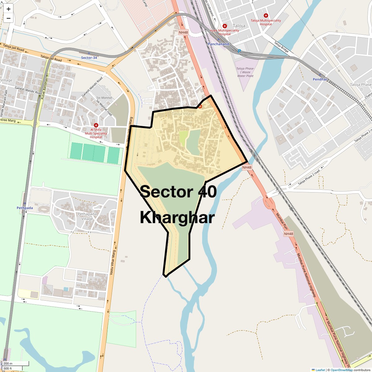 Location Map of Sector 40 Kharghar, Navi Mumbai