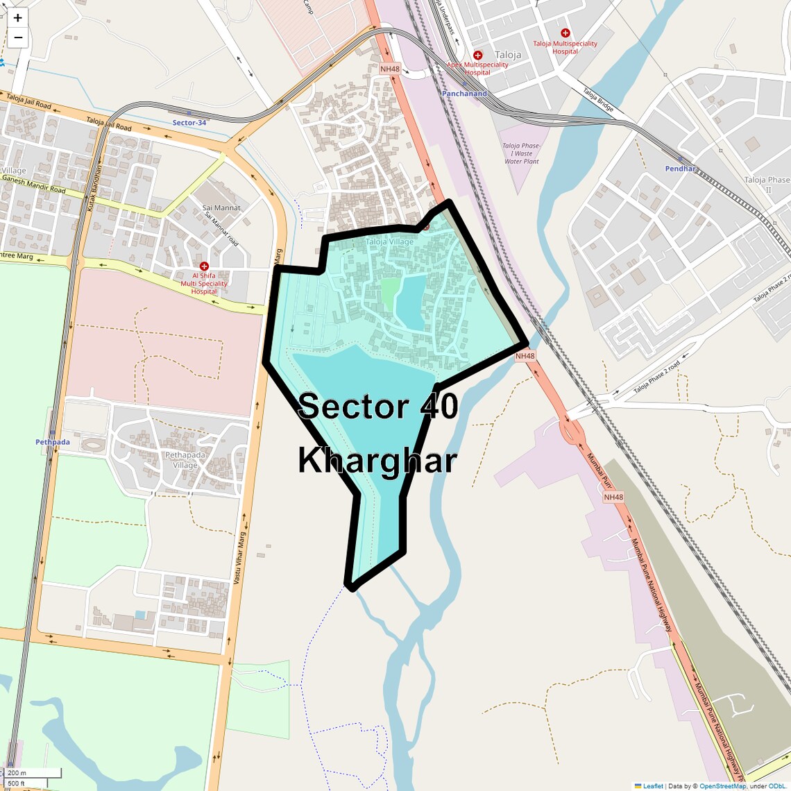 Location Map of Sector 40 Kharghar, Navi Mumbai