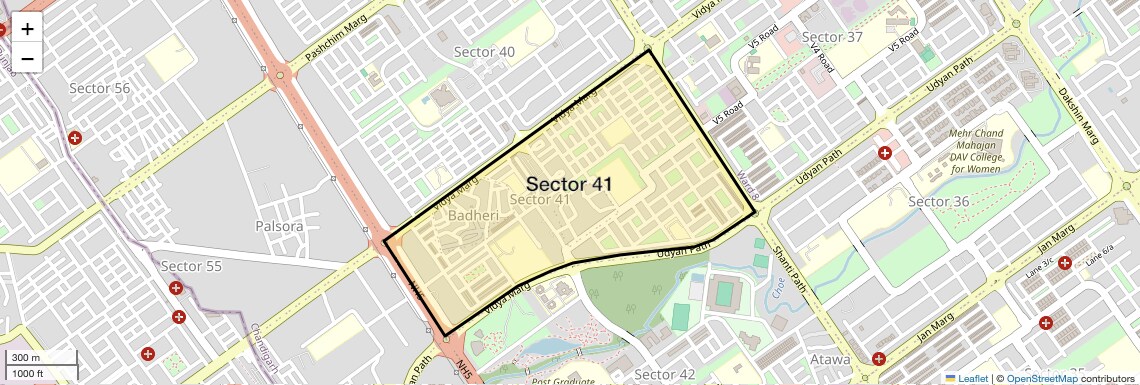 Location Map of Sector 41, Chandigarh