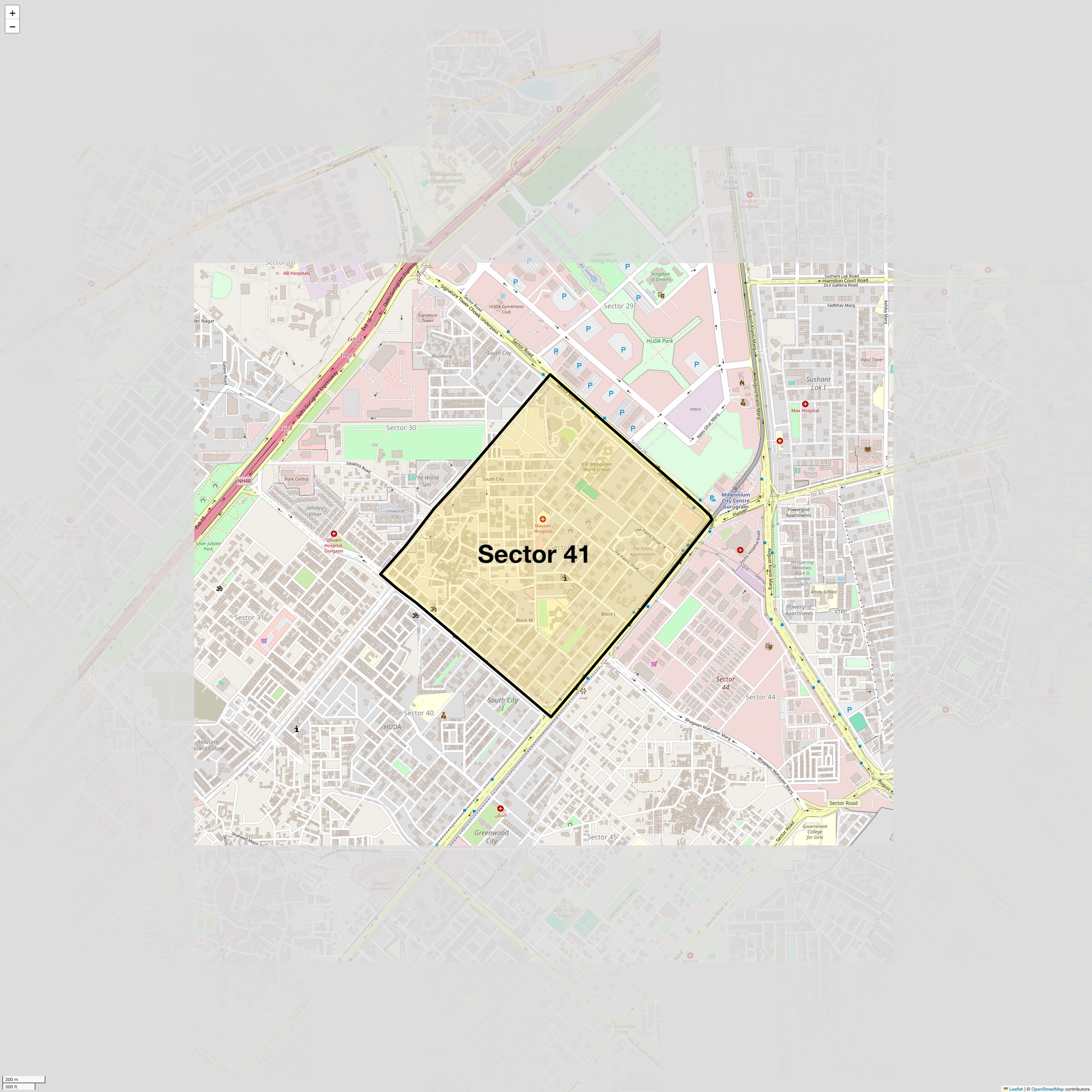 Location Map of Sector 41, Gurgaon