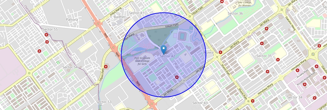 Location Map of Sector 42, Chandigarh