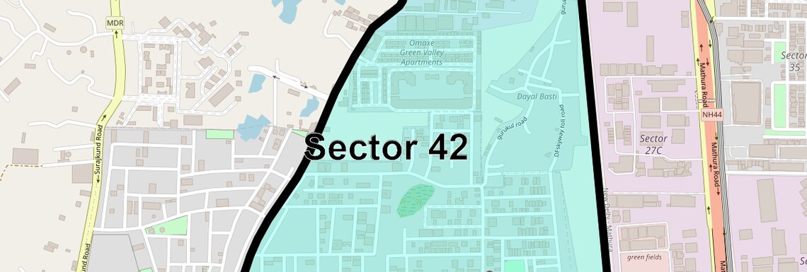 Location Map of Sector 42, Faridabad