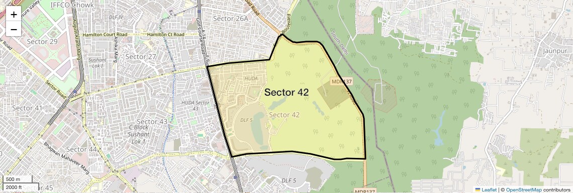 Location Map of Sector 42, Gurgaon