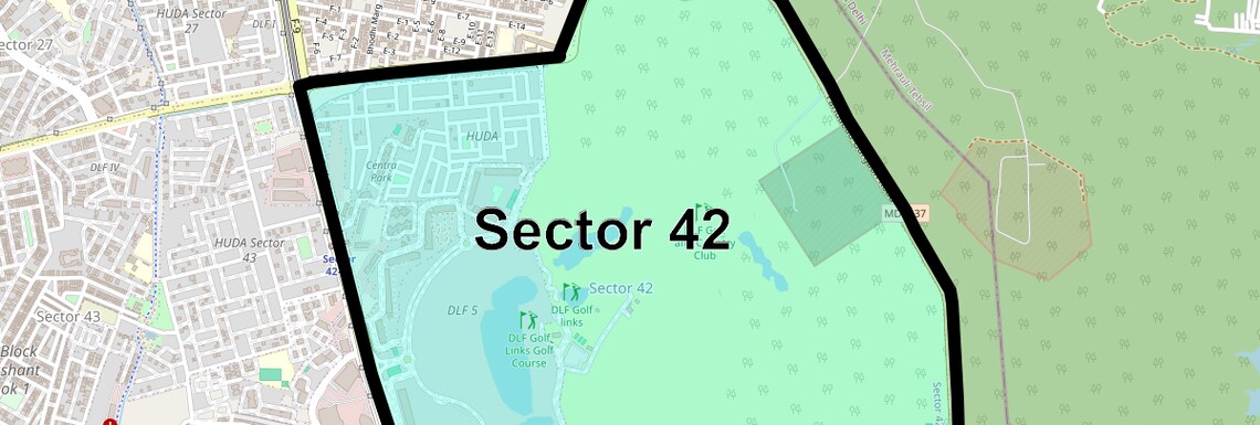 Location Map of Sector 42, Gurgaon
