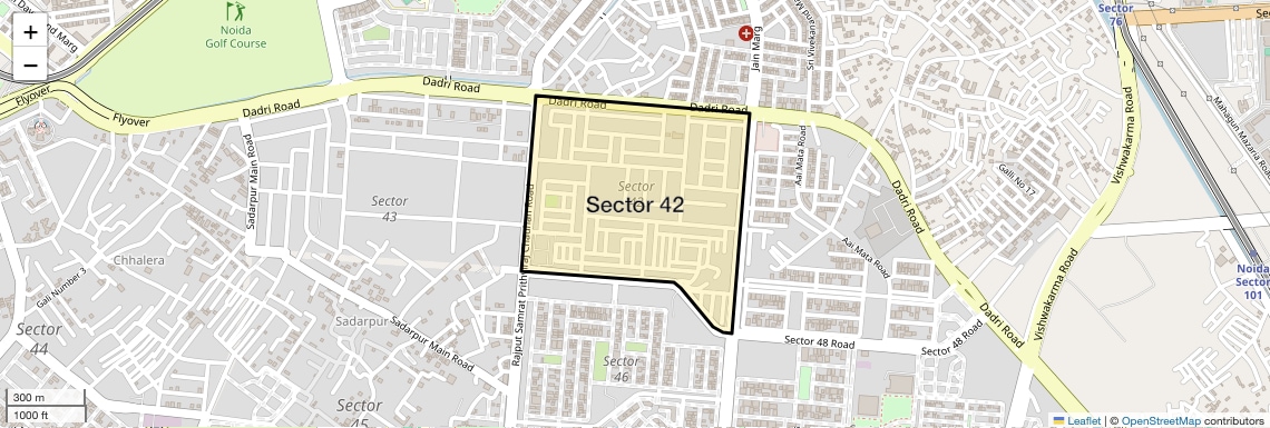 Location Map of Sector 42, Noida
