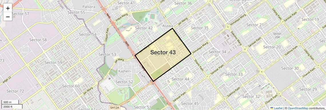 Location Map of Sector 43, Chandigarh