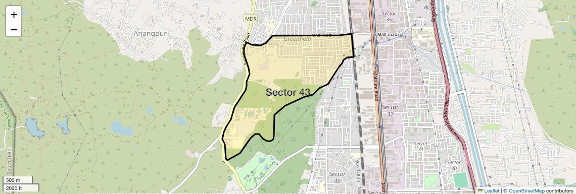 Location Map of Sector 43, Faridabad