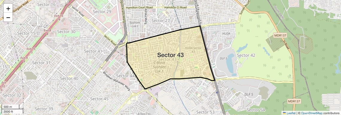 Location Map of Sector 43, Gurgaon