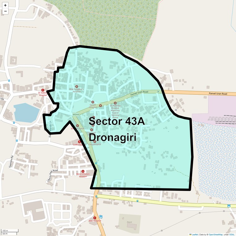 Location Map of Sector 43a Dronagiri