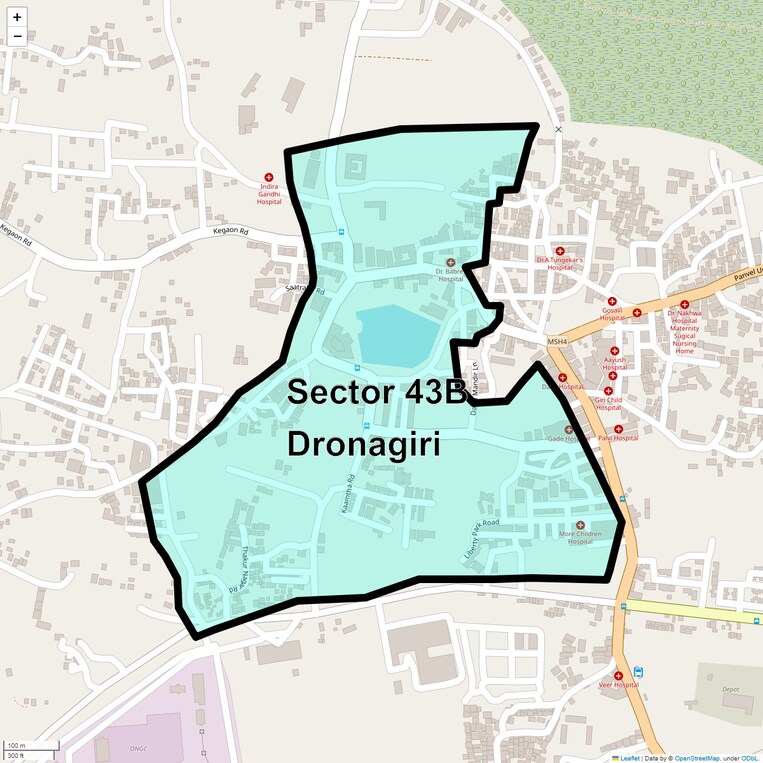 Location Map of Sector 43b Dronagiri