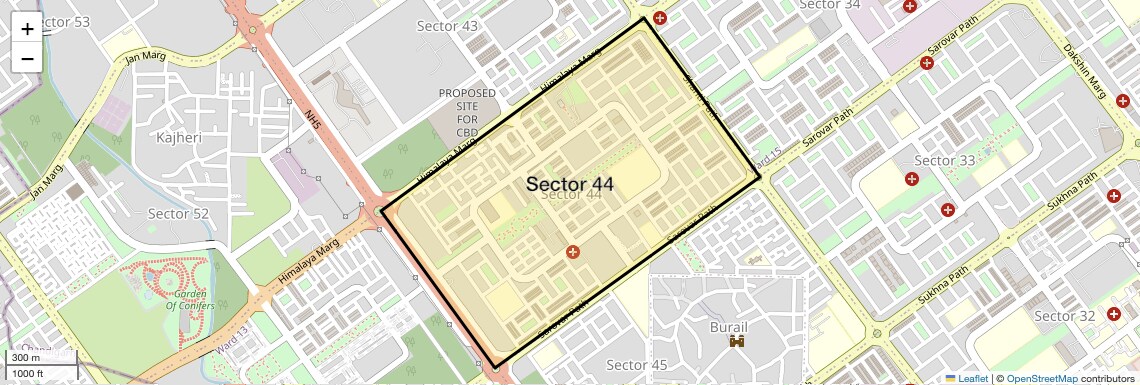 Location Map of Sector 44, Chandigarh