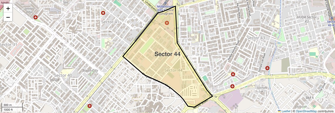 Location Map of Sector 44, Gurgaon
