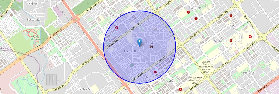 Location Map of Sector 45, Chandigarh