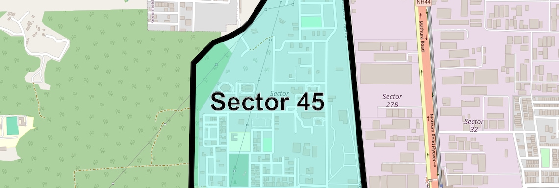 Location Map of Sector 45, Faridabad
