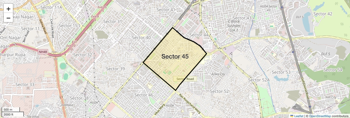 Location Map of Sector 45, Gurgaon