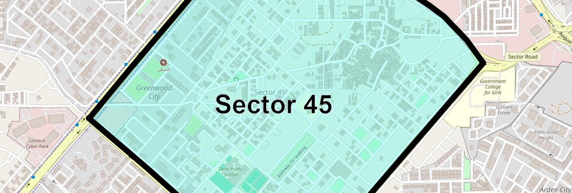 Location Map of Sector 45, Gurgaon