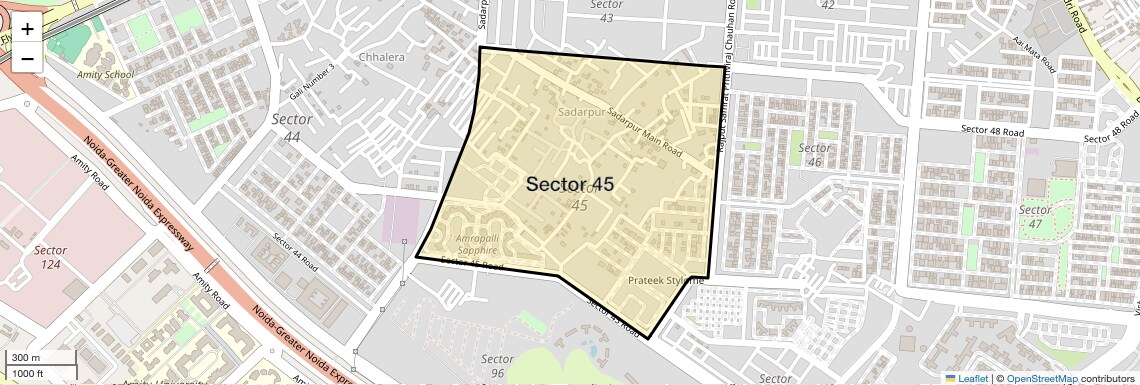 Location Map of Sector 45, Noida