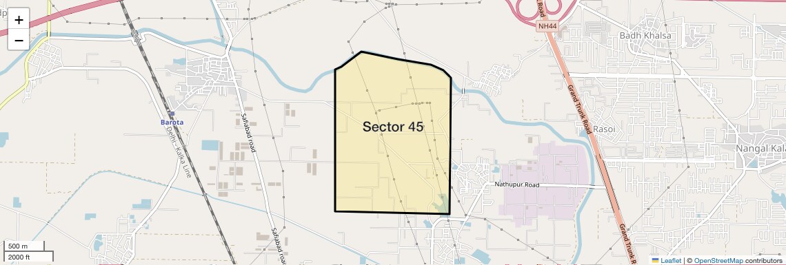 Location Map of Sector 45, Sonipat