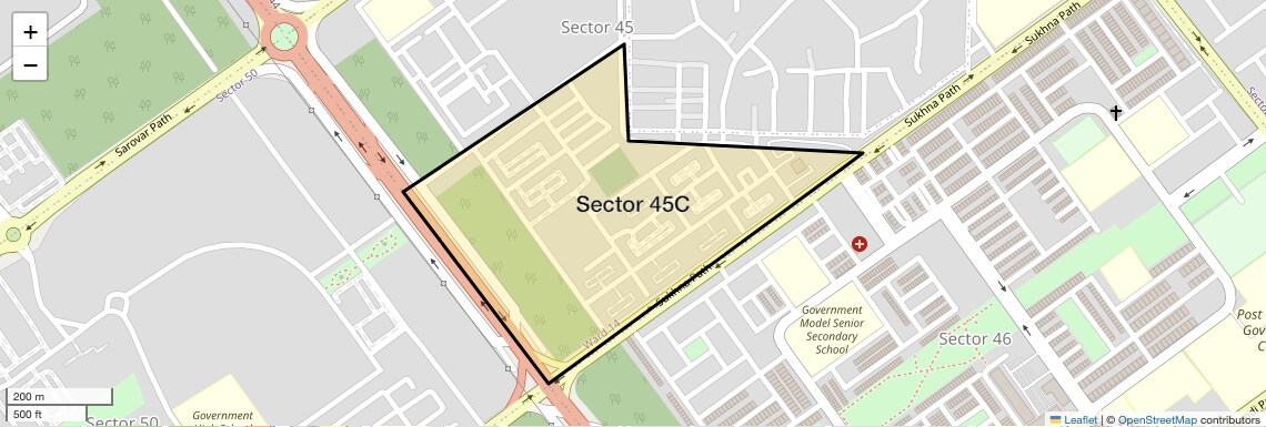 Location Map of Sector 45C, Chandigarh