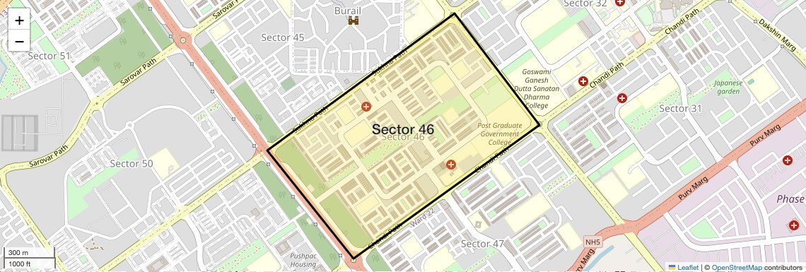 Location Map of Sector 46, Chandigarh