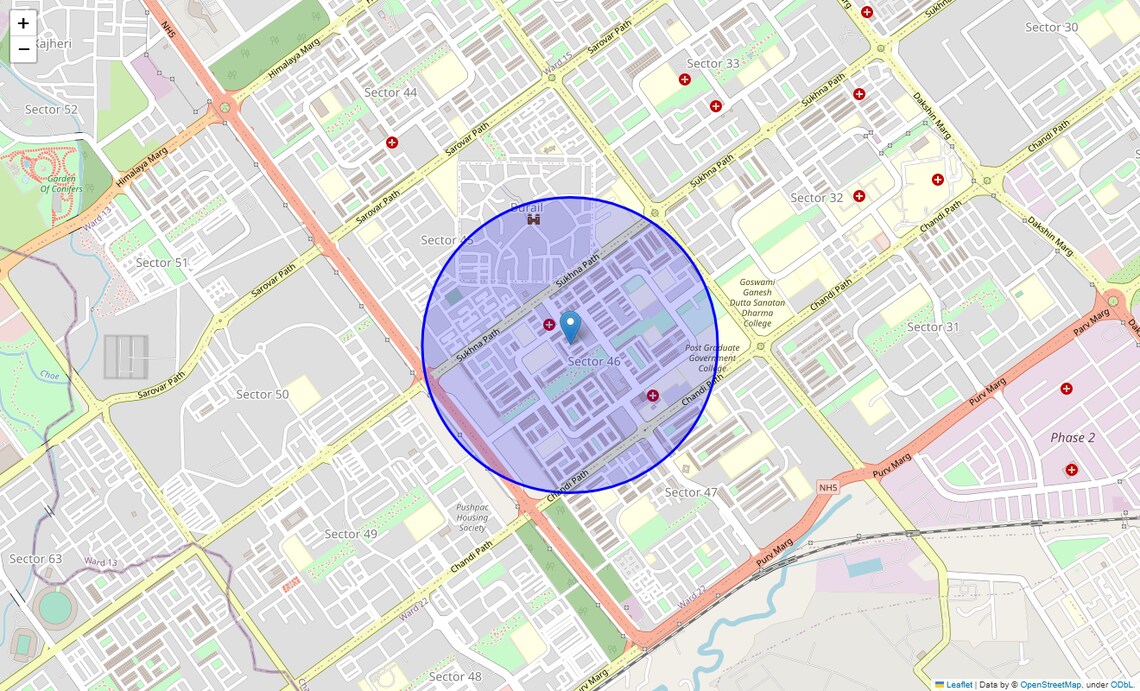 Location Map of Sector 46, Chandigarh