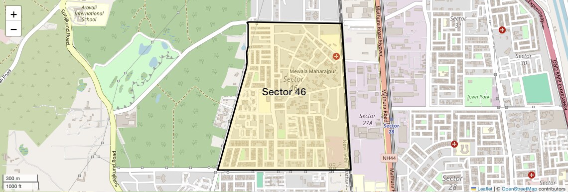 Location Map of Sector 46, Faridabad