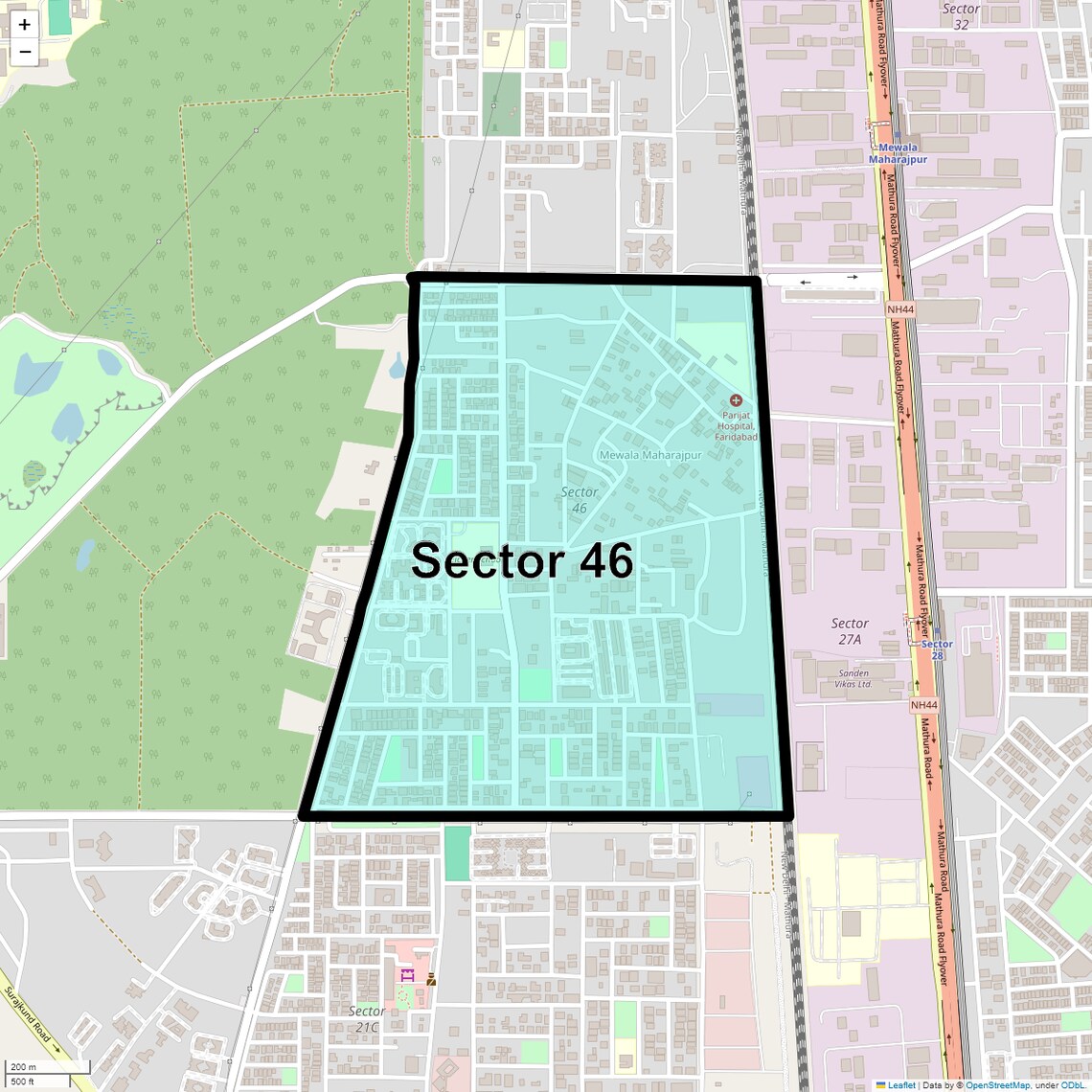 Location Map of Sector 46, Faridabad