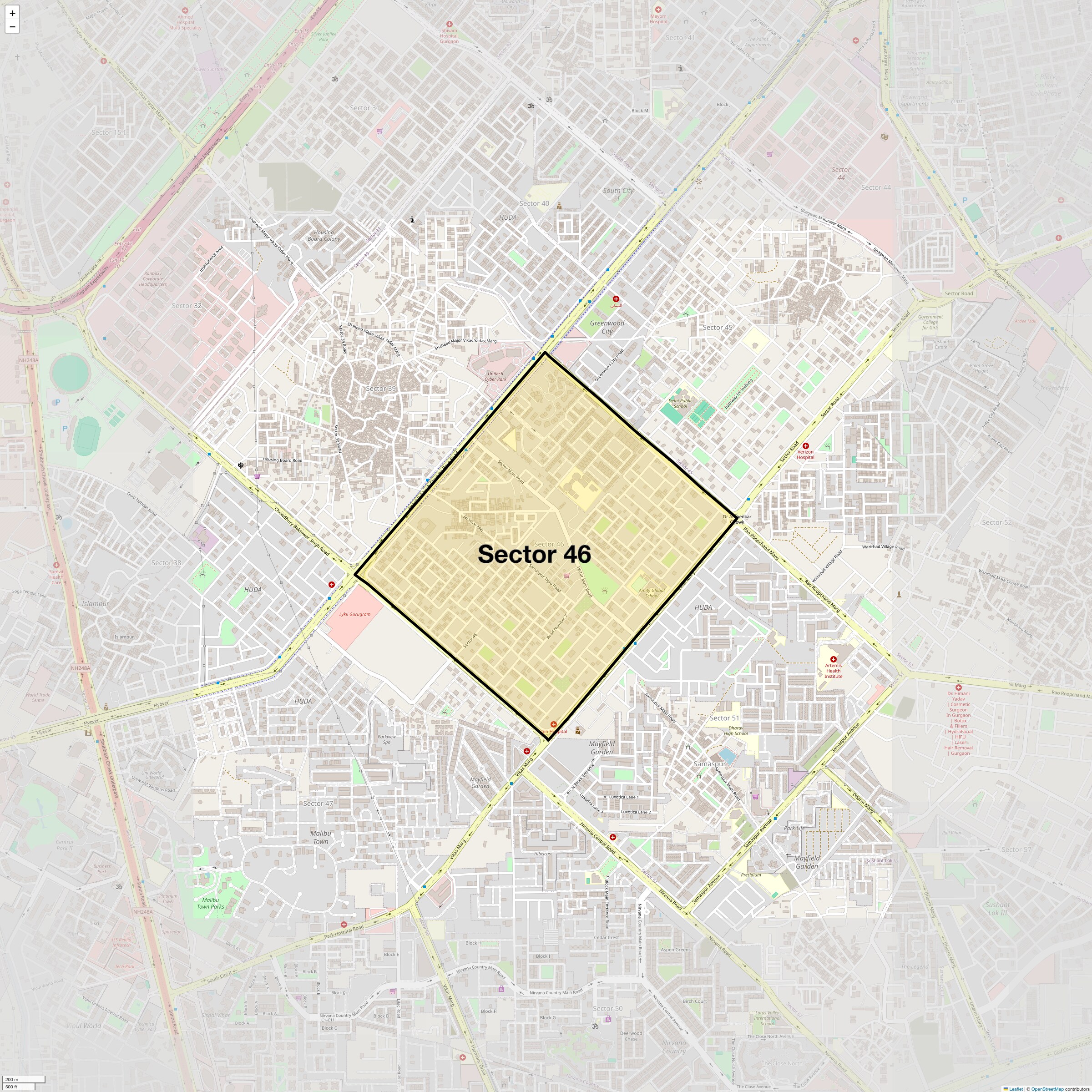 Location Map of Sector 46, Gurgaon