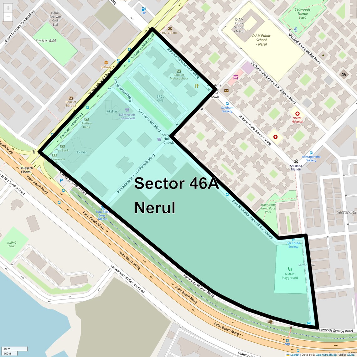 Location Map of Sector 46A Nerul, Navi Mumbai