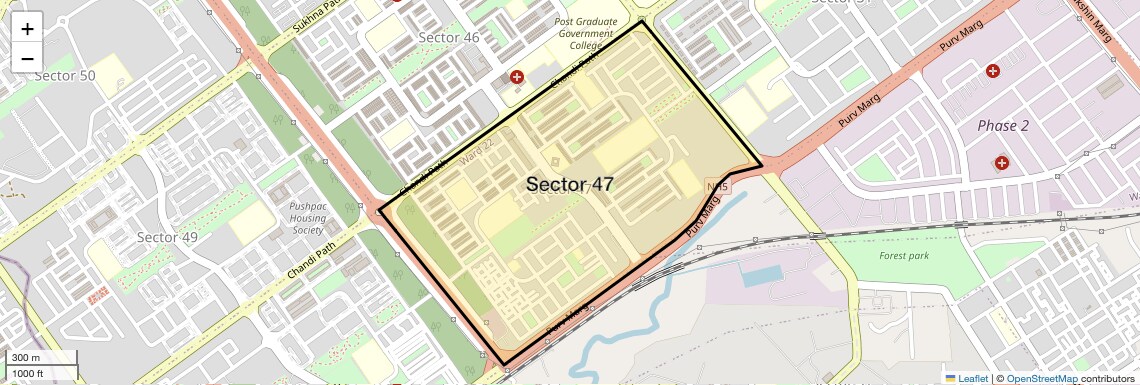 Location Map of Sector 47, Chandigarh