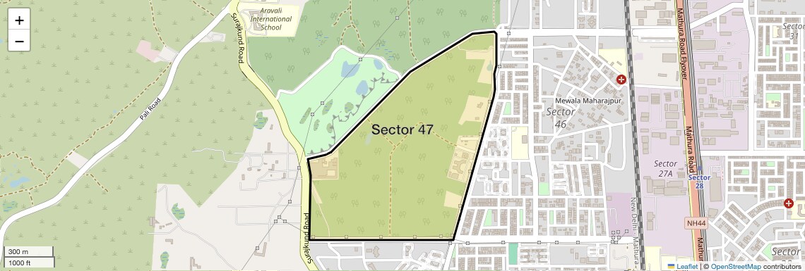 Location Map of Sector 47, Faridabad